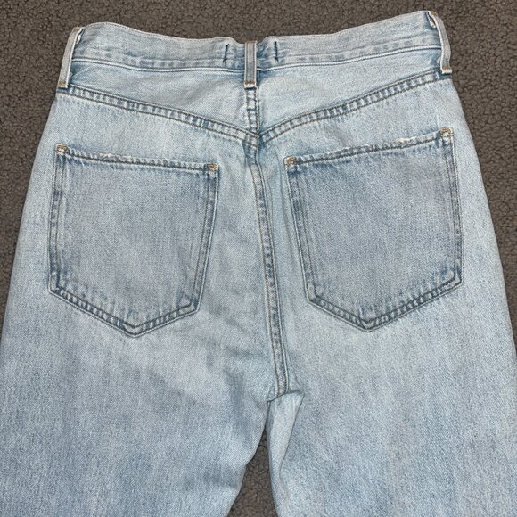 AGOLDE RILEY HIGH RISE STRAIGHT DISTRESSED LIGHT WASH BLUE DENIM JEANS - SIZE 26 - Picture 7 of 13